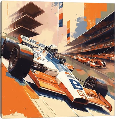 Retro Indy Racer Canvas Art Print - David Loblaw