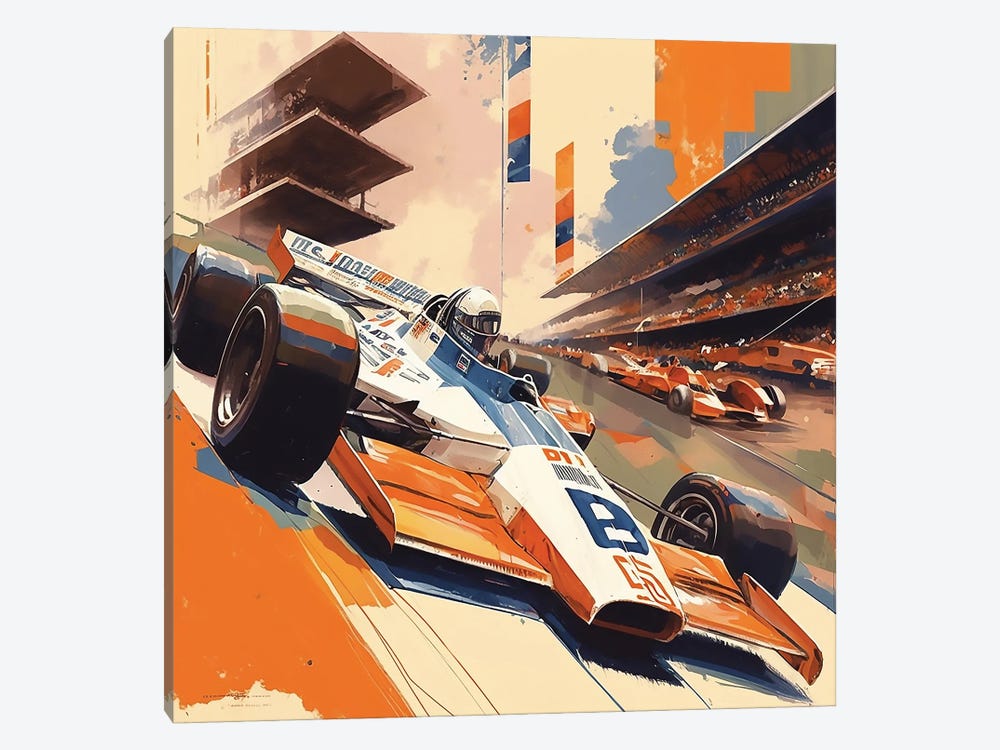 Retro Indy Racer by David Loblaw 1-piece Art Print