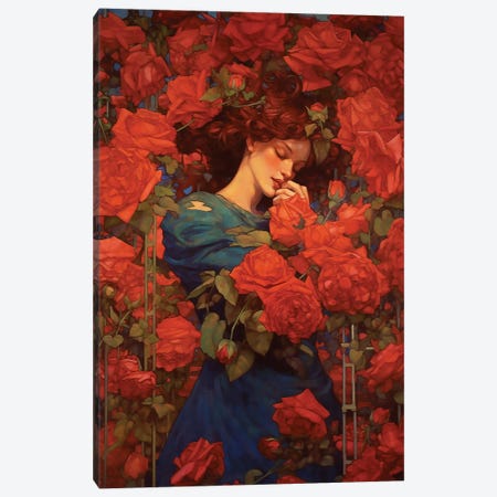 Beauty In A Bed Of Roses Canvas Print #DLB223} by David Loblaw Canvas Print