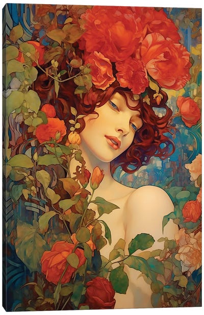Lady Rose Canvas Art Print - Art Nouveau Redux