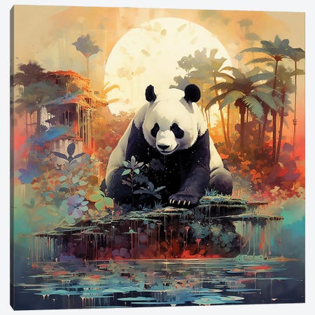 Panda Sunrise Canvas Print #DLB234} by David Loblaw Canvas Print
