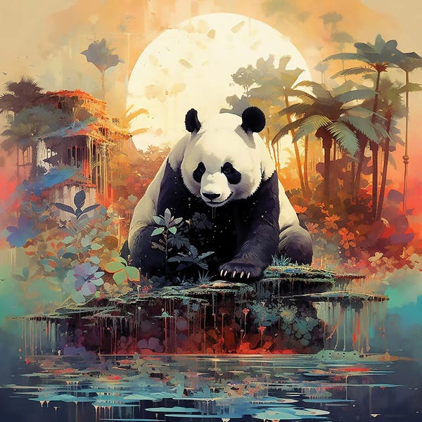 Pandas: Panda Sunrise by David Loblaw