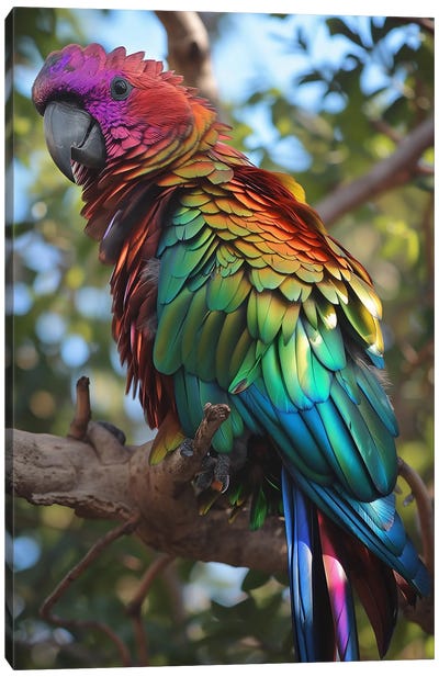 Chrome Parrot Canvas Art Print - Parrot Art