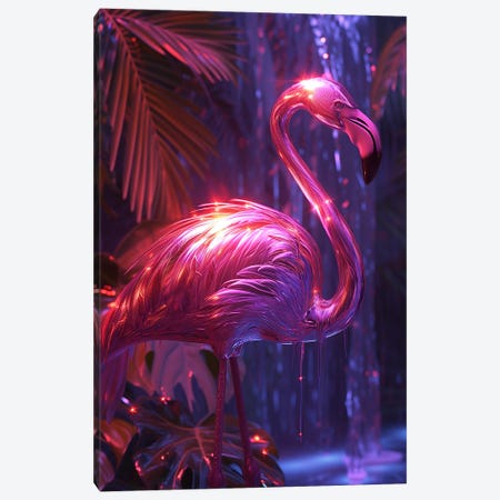 Pink Chrome Flamingo Canvas Print #DLB241} by David Loblaw Canvas Art Print