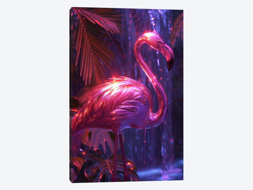 Pink Chrome Flamingo by David Loblaw 1-piece Canvas Print