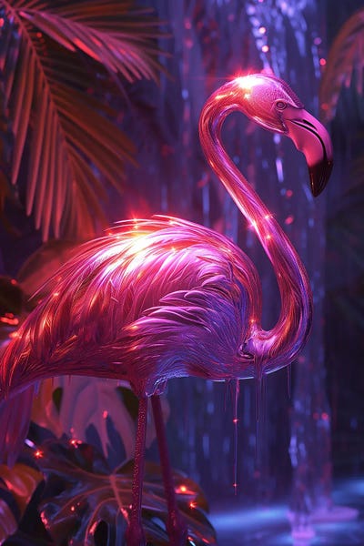 Flamingos: Pink Chrome Flamingo by David Loblaw