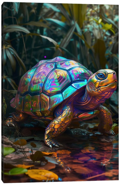 Metallic Turtle Canvas Art Print - Reptile & Amphibian Art
