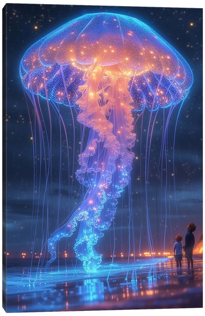 Jellyfish Beach Canvas Art Print - Jellyfish Art