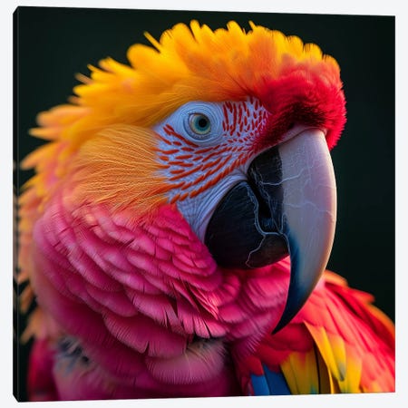 Hyper Parrot Canvas Print #DLB264} by David Loblaw Canvas Artwork