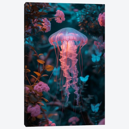 Jellyfish Flower Canvas Print #DLB281} by David Loblaw Art Print