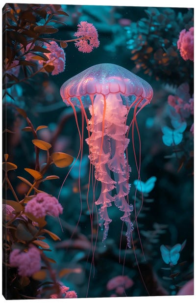 Jellyfish Flower Canvas Art Print - Jellyfish Art