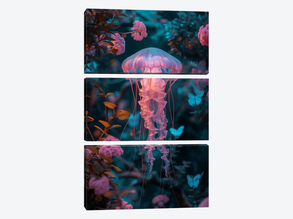 Jellyfish Flower by David Loblaw 3-piece Canvas Print