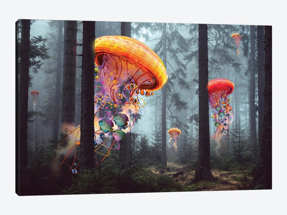 Electric Jellyfish Forest by David Loblaw 1-piece Canvas Artwork