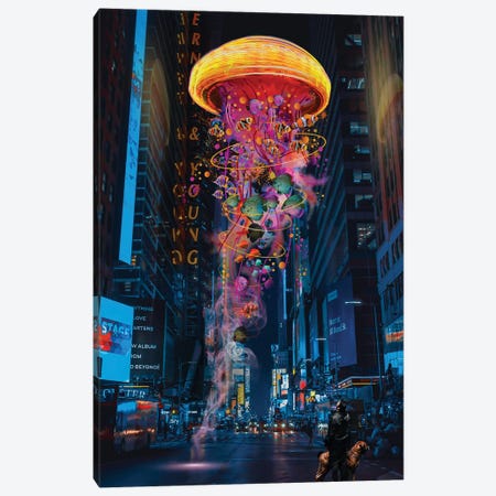 Electric Jellyfish In Newyork Canvas Print #DLB35} by David Loblaw Canvas Art Print