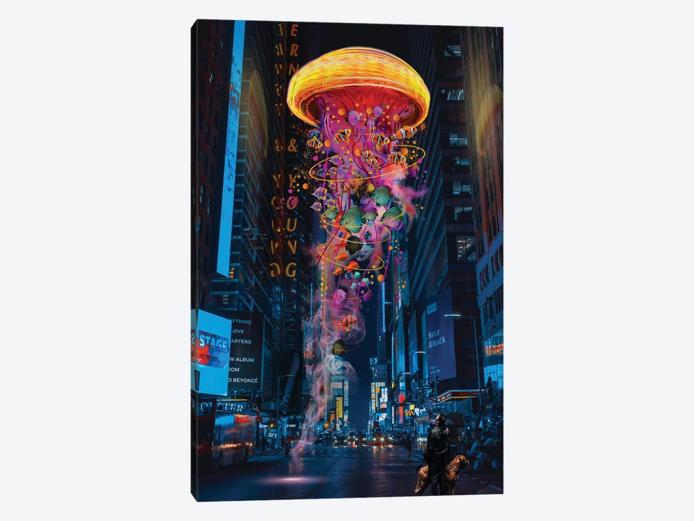 Electric Jellyfish In Newyork by David Loblaw 1-piece Art Print
