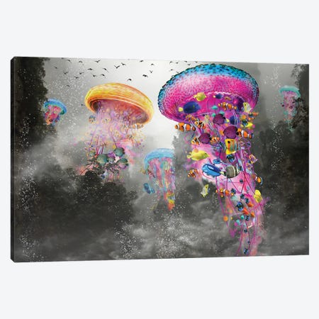 Electric Jellyfish In The Myst Mountain Canvas Print #DLB36} by David Loblaw Art Print