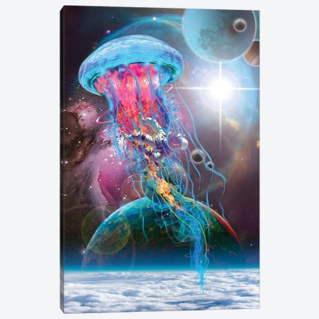 Lectric Jellyfish Space Monster Canvas Print #DLB38} by David Loblaw Canvas Wall Art
