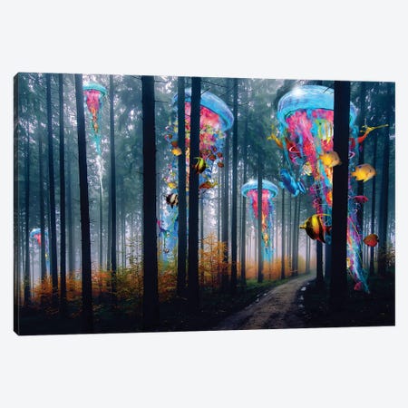 Forest Of Super Electric Jellyfish Canvas Print #DLB3} by David Loblaw Canvas Wall Art