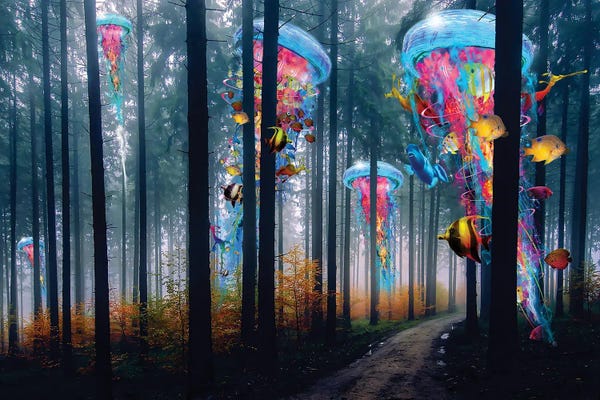 Pine Trees: Forest Of Super Electric Jellyfish by David Loblaw