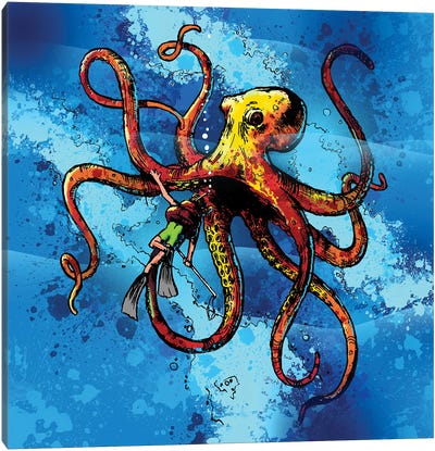 Octopus From The Deep Canvas Art Print - David Loblaw