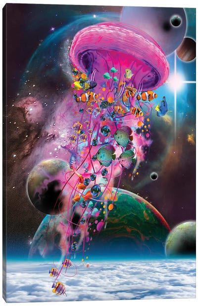 Pink Electric Jellyfish Canvas Art Print - David Loblaw