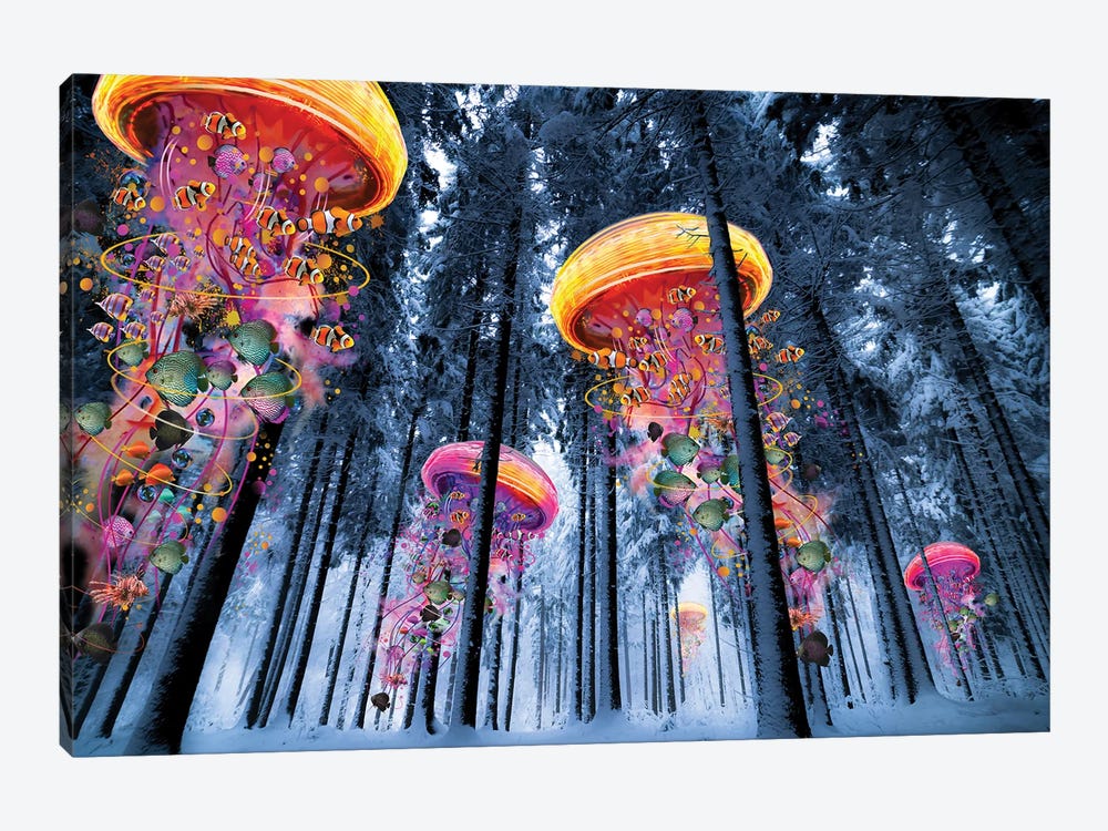 Forest Of Electric Jellyfish Winter by David Loblaw 1-piece Canvas Art Print