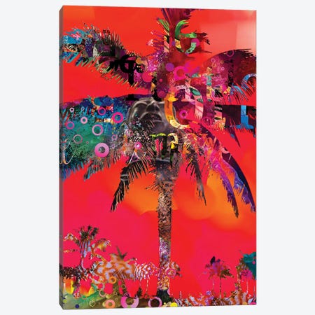 Red Palm With Type Canvas Print #DLB56} by David Loblaw Art Print