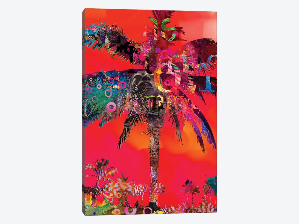 Red Palm With Type by David Loblaw 1-piece Canvas Wall Art