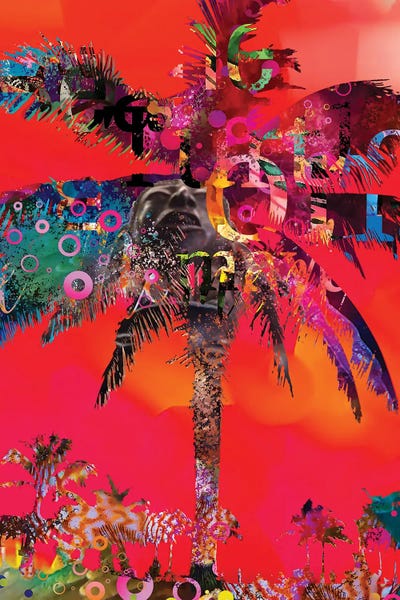 Imagination: Red Palm With Type by David Loblaw