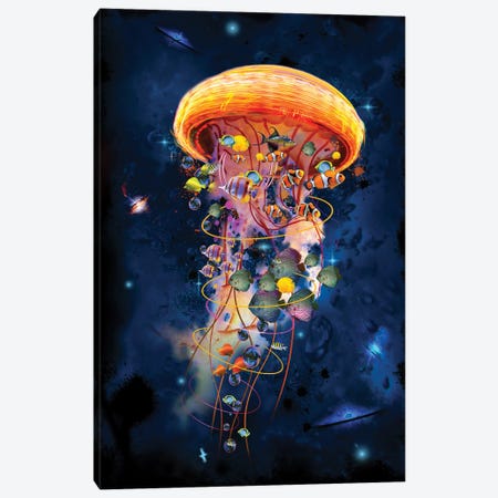 Electric Jellyfish Worlds Galaxys Canvas Print #DLB60} by David Loblaw Art Print