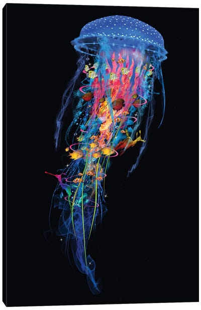 Electric Blue Jellyfish Canvas Art Print - Animal Lover