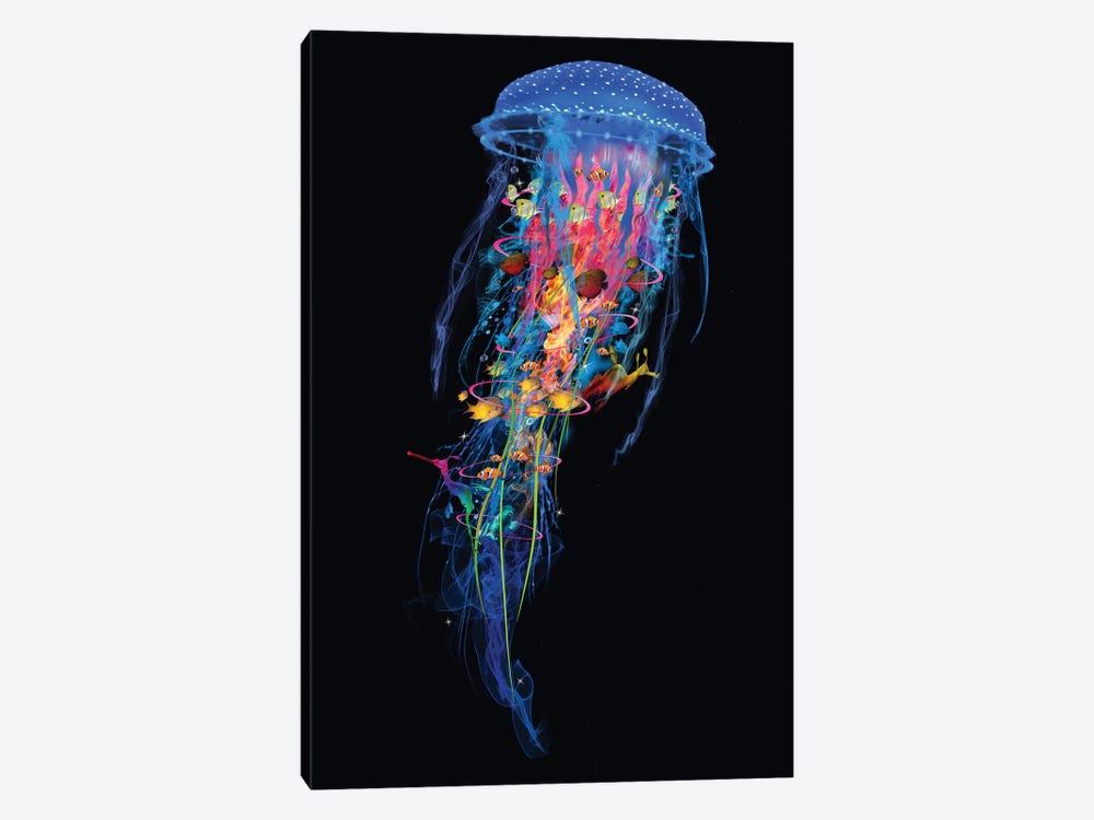 Electric Blue Jellyfish by David Loblaw 1-piece Canvas Artwork