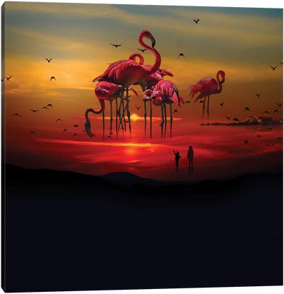 Flamingo Beach Canvas Art Print - Beach Lover