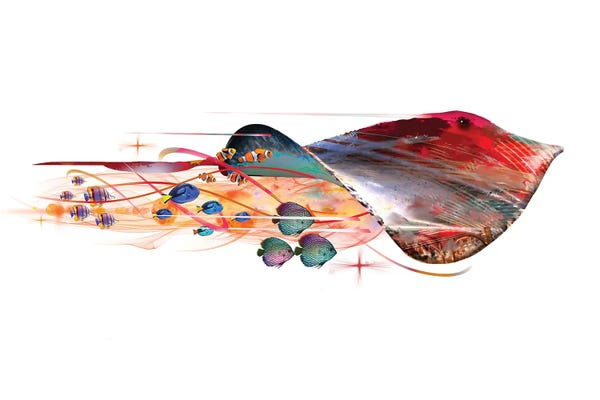 Kids Ocean Life Art: Colorful Stingray by David Loblaw