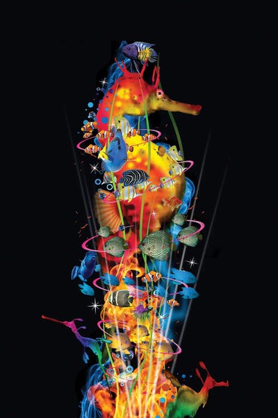 Kids Ocean Life Art: Seahorse With His Friends by David Loblaw