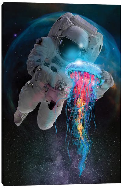 Space Jellyfish Canvas Art Print - David Loblaw