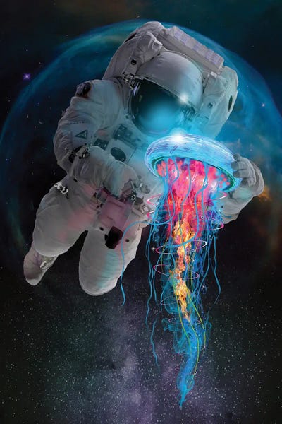 Kids Ocean Life Art: Space Jellyfish by David Loblaw