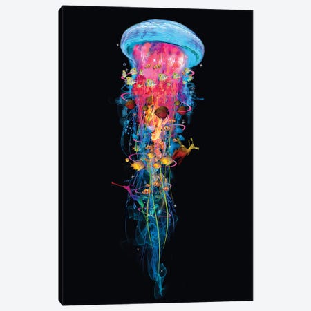 Super Electric Jellyfish World Canvas Print #DLB84} by David Loblaw Canvas Art