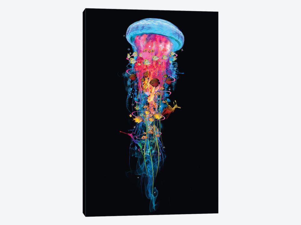 Super Electric Jellyfish World by David Loblaw 1-piece Art Print