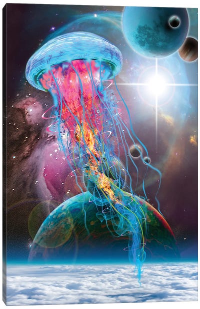 Space Jellyfish In Orbit Canvas Art Print - High School