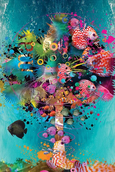 Kids Ocean Life Art: Surfing Palm by David Loblaw