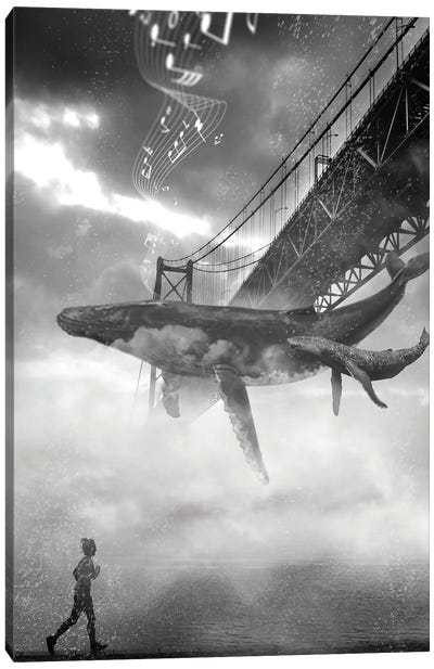 Whale Music Under The Golden Gate Bridge Canvas Art Print - David Loblaw