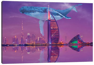 Whale Over Dubai Canvas Art Print - Imagination Art