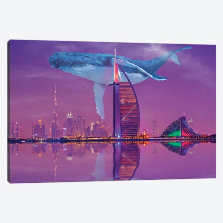 Whale Over Dubai Canvas Print #DLB96} by David Loblaw Canvas Art Print