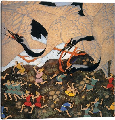 Tanglewood: They Were Constantly At War With The Cranes Canvas Art Print - Orientalism Art