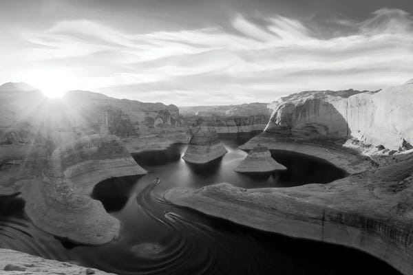 Utah: Reflection Canyon Black And White by Dustin LeFevre
