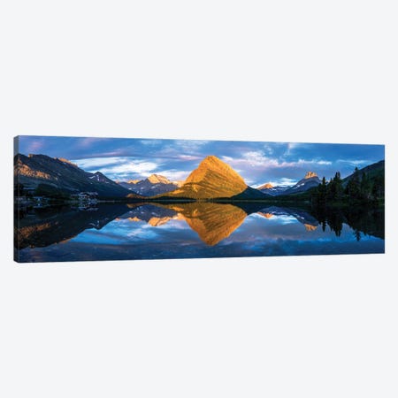 Swiftcurrent Lake Panorama Canvas Print #DLF208} by Dustin LeFevre Canvas Artwork