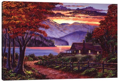 Lonely Cabin Canvas Art Print - Lakehouse Décor