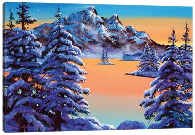 Mountain Sunset Ice Canvas Art Print - David Lloyd Glover