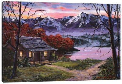 My Lake Cabin Canvas Art Print - David Lloyd Glover